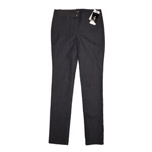 WORTH NEW YORK NEW $295‎ Navy Stretch Chambray Slim Leg Trouser Pants Size 2